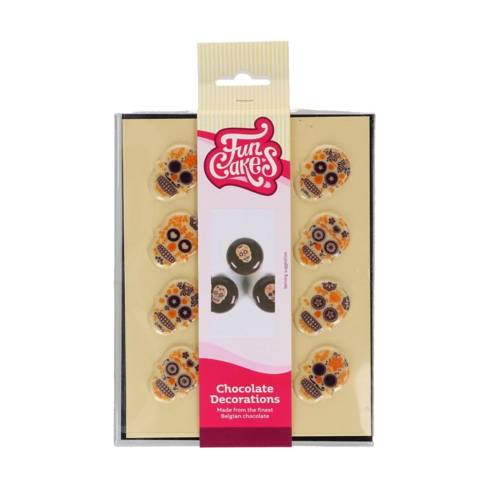 Day Of The Dead Chocolate Toppers x 12 - Funcakes