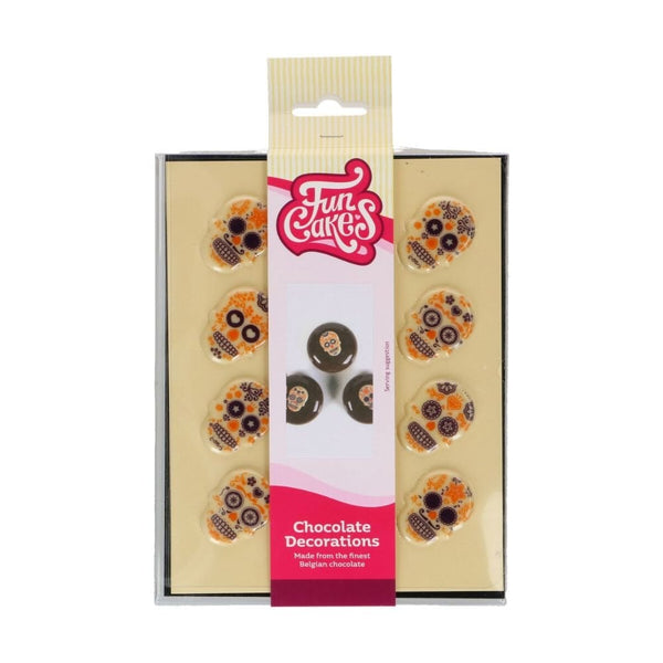 Day Of The Dead Chocolate Toppers x 12 - Funcakes