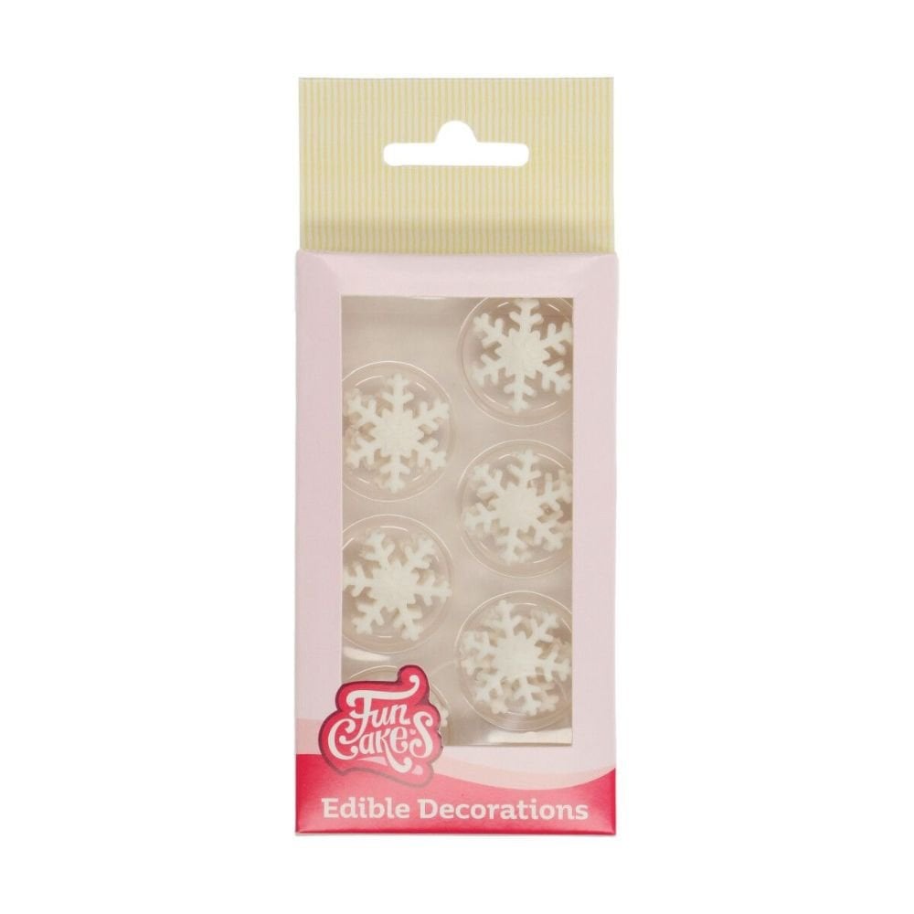 Ice Crystal White Snowflakes Sugar Decorations Set Of 12