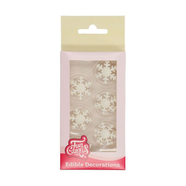 Ice Crystal White Snowflakes Sugar Decorations Set Of 12