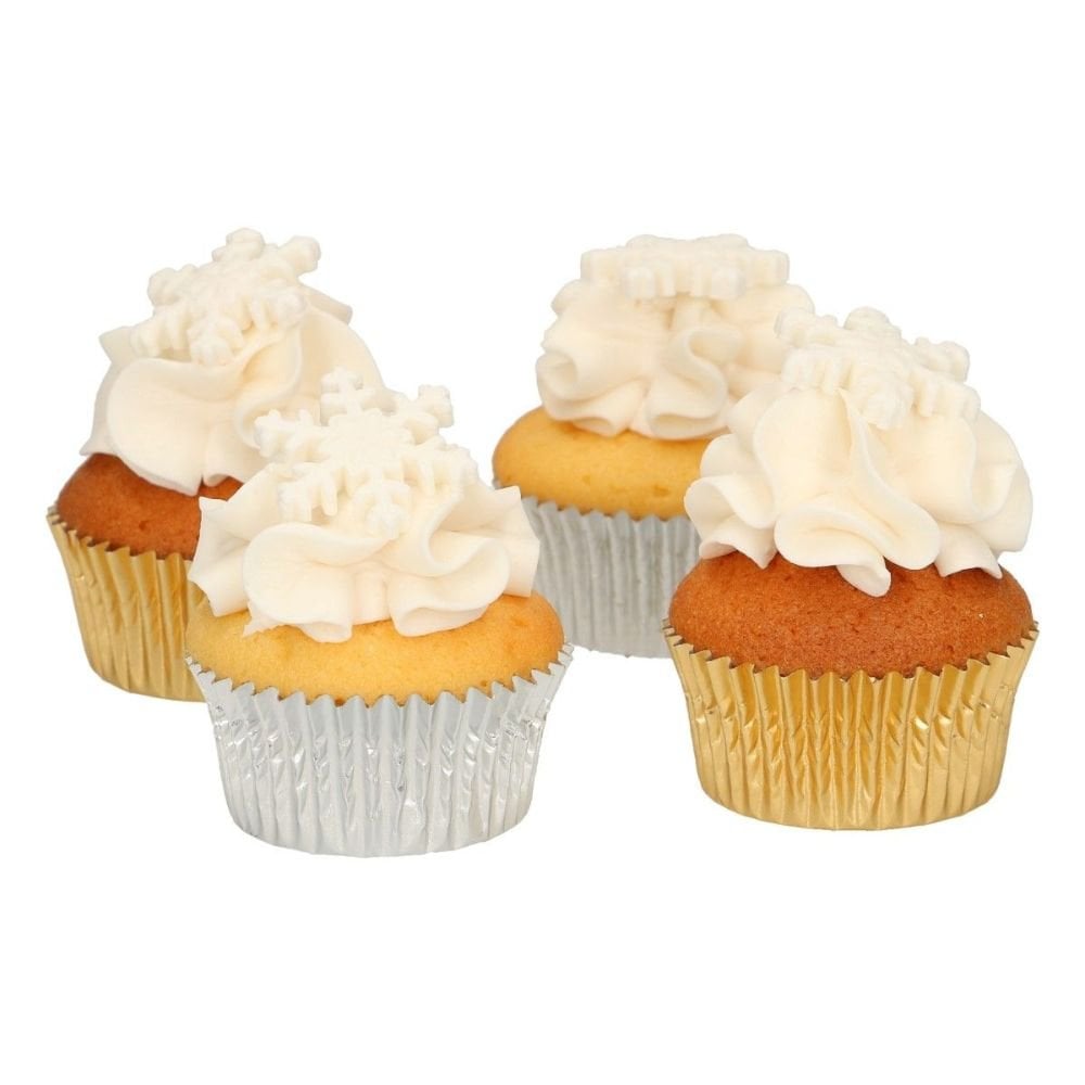 Ice Crystal White Snowflakes Sugar Decorations Set Of 12
