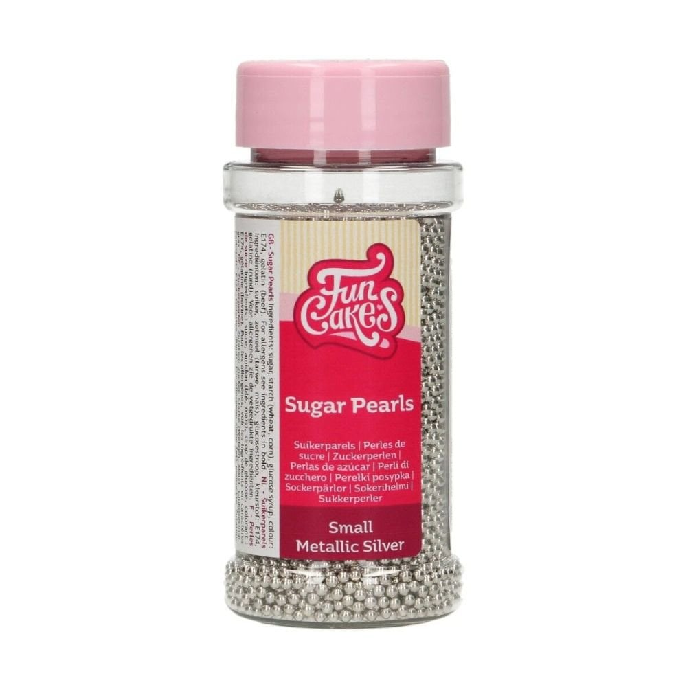 Metallic Silver Sugar Pearls 80g