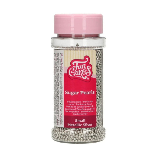Metallic Silver Sugar Pearls 80g