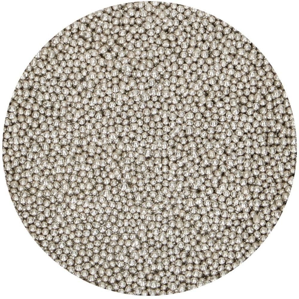 Metallic Silver Sugar Pearls 80g