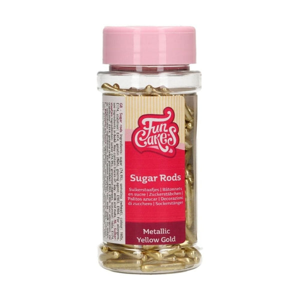 FunCakes Metallic Sugar Rods XL Yellow Gold 70g