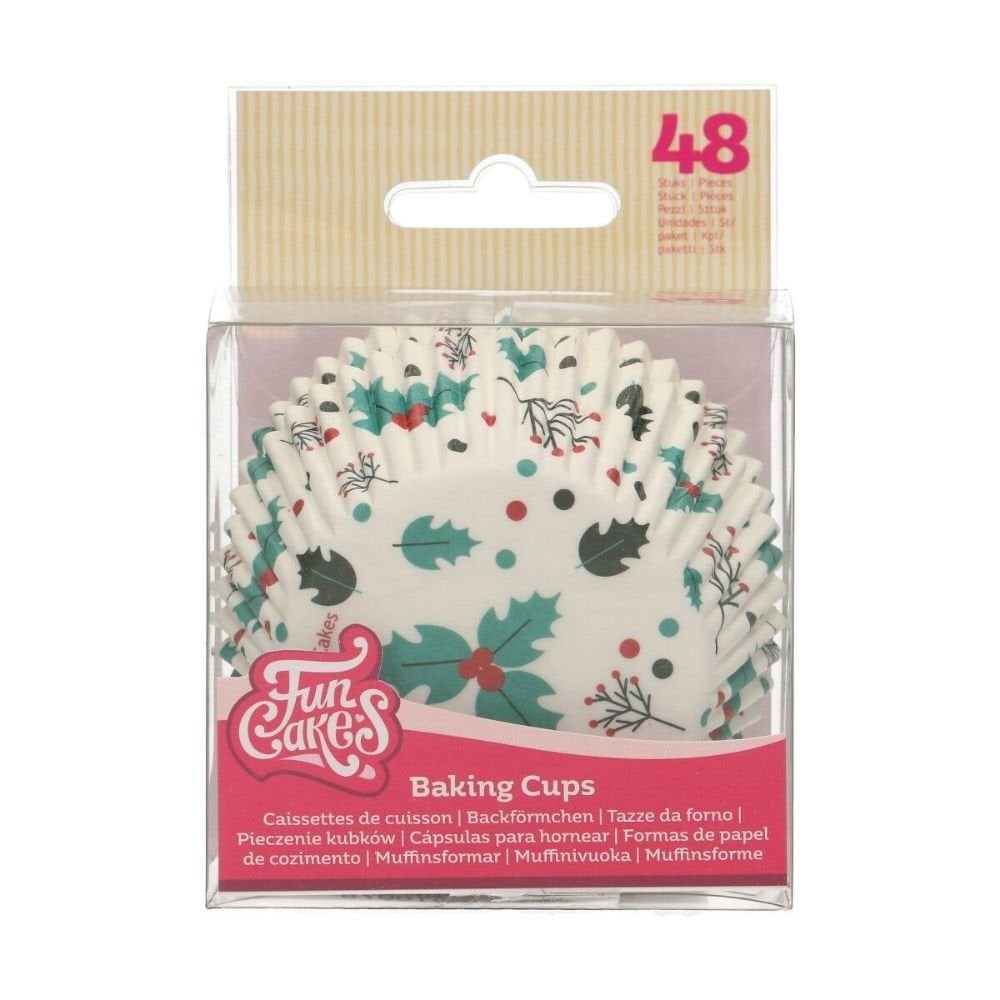 Holly Leaf Baking Cases x 48