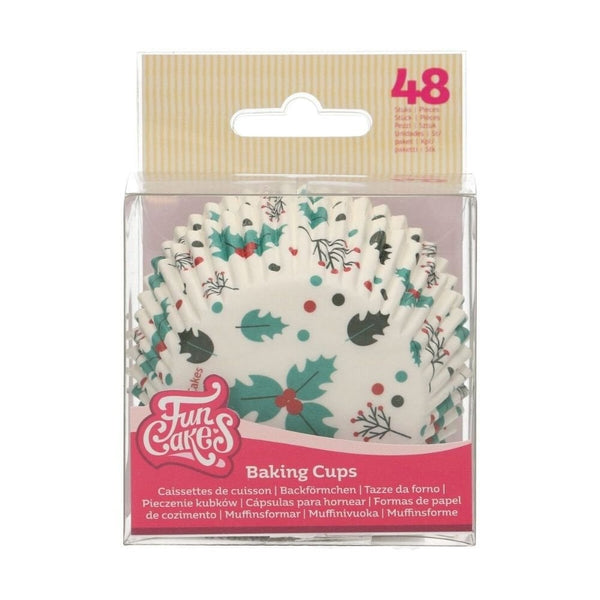 Holly Leaf Baking Cases x 48
