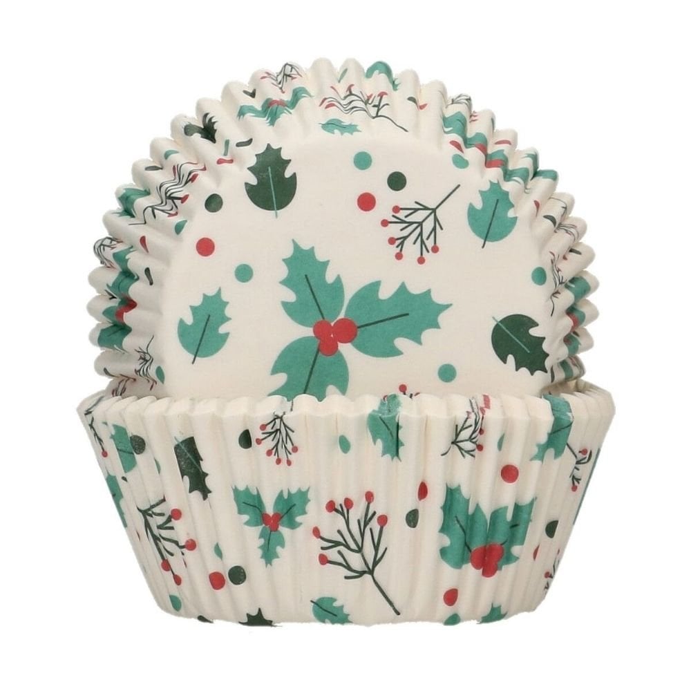 Holly Leaf Baking Cases x 48