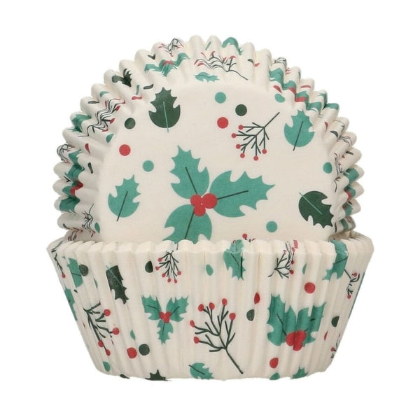 Holly Leaf Baking Cases x 48