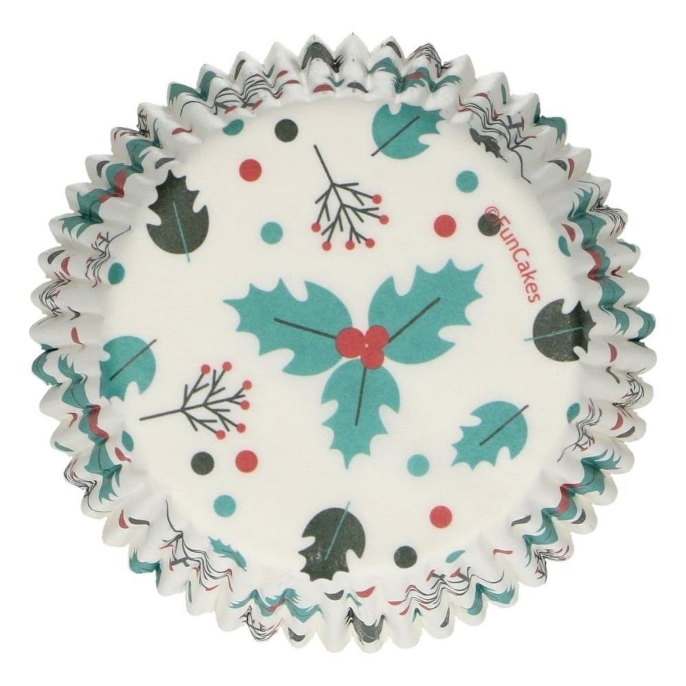 Holly Leaf Baking Cases x 48