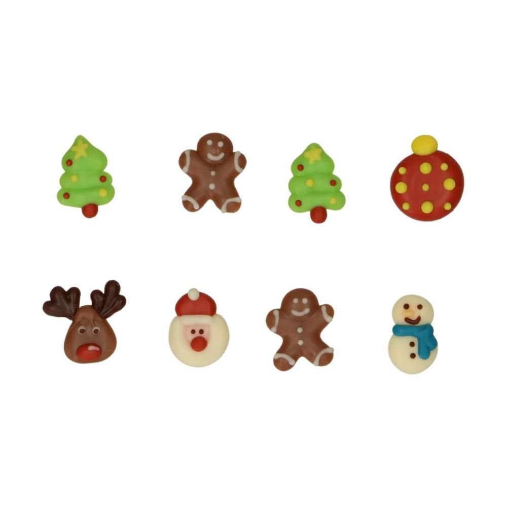 Choco Decorations Colourful Christmas x8 - FunCakes