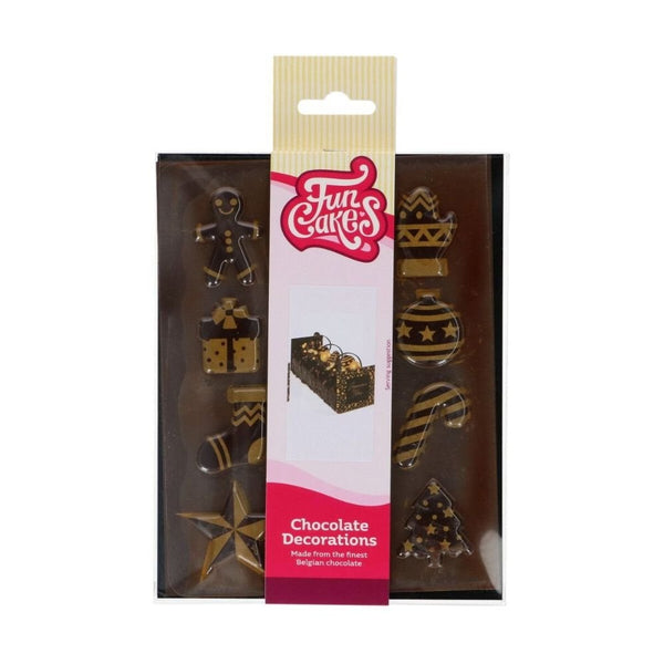 Gold Christmas Chocolate Decorations x12 - FunCakes