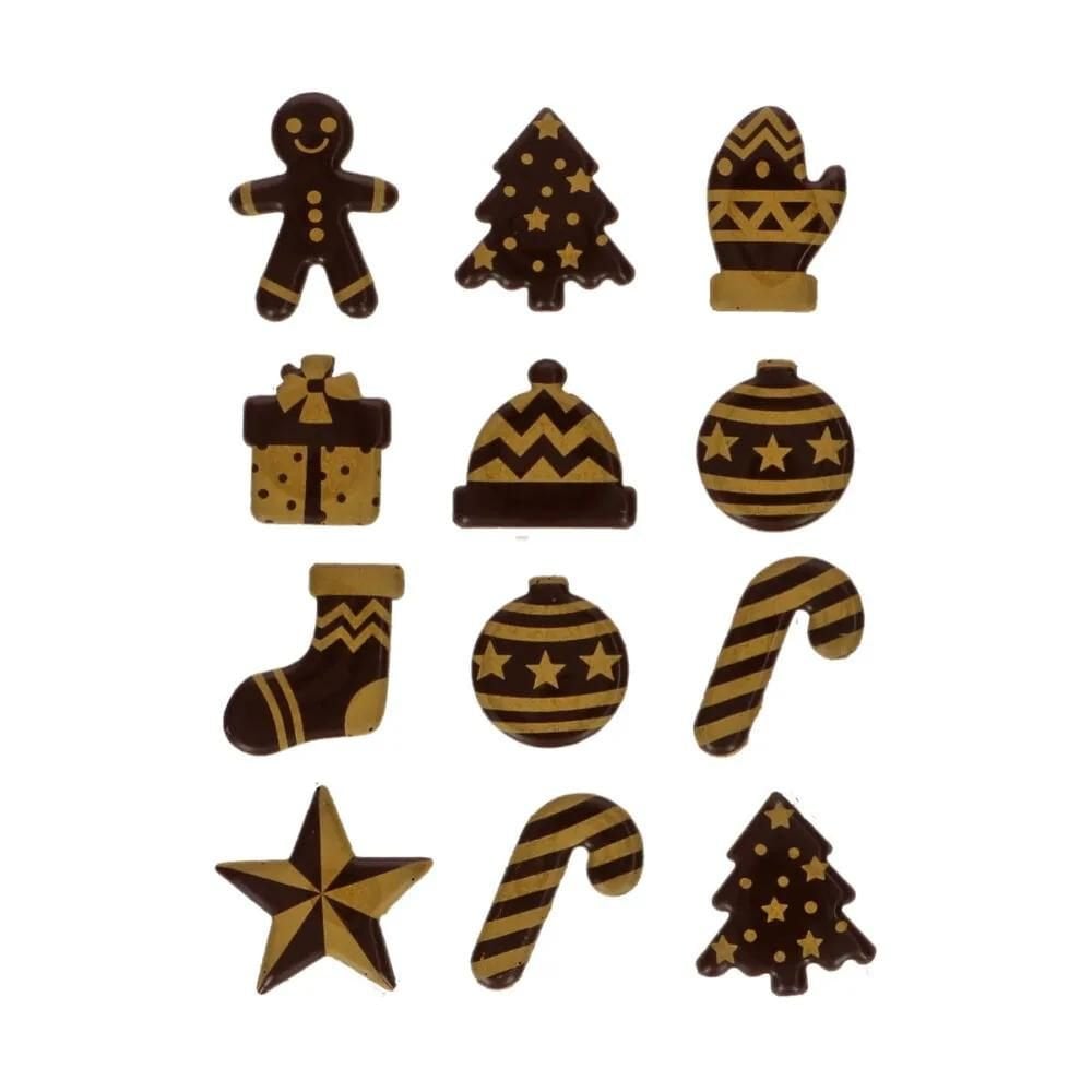 Gold Christmas Chocolate Decorations x12 - FunCakes