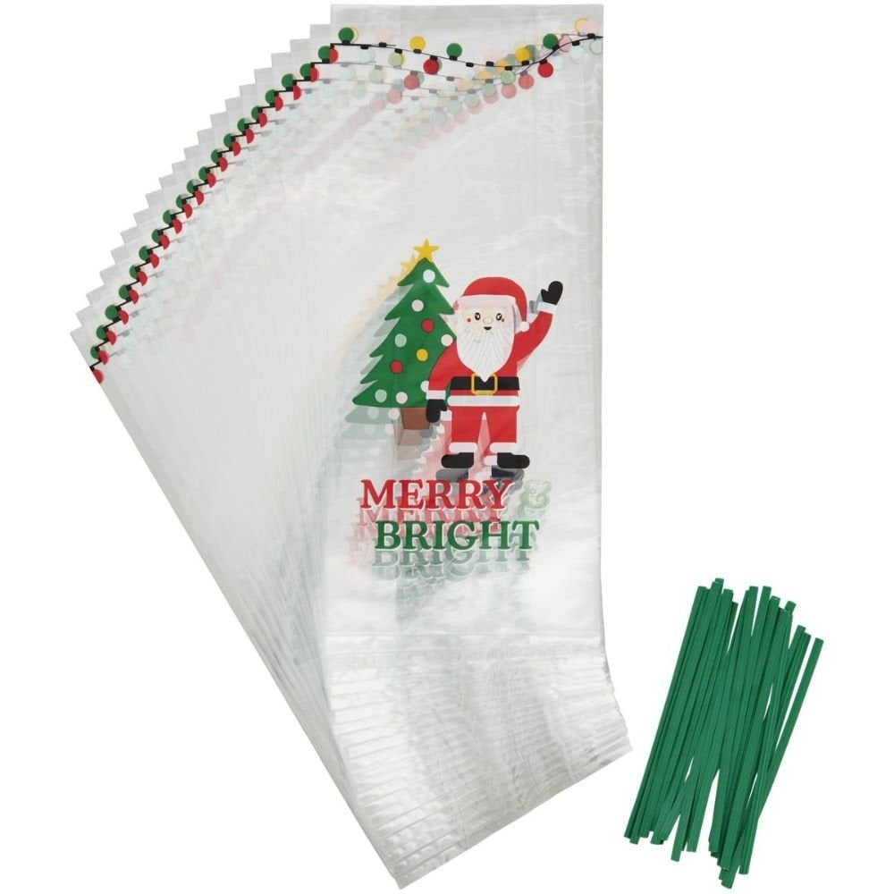 Treat Bags Santa Merry & Bright x20 - Wilton