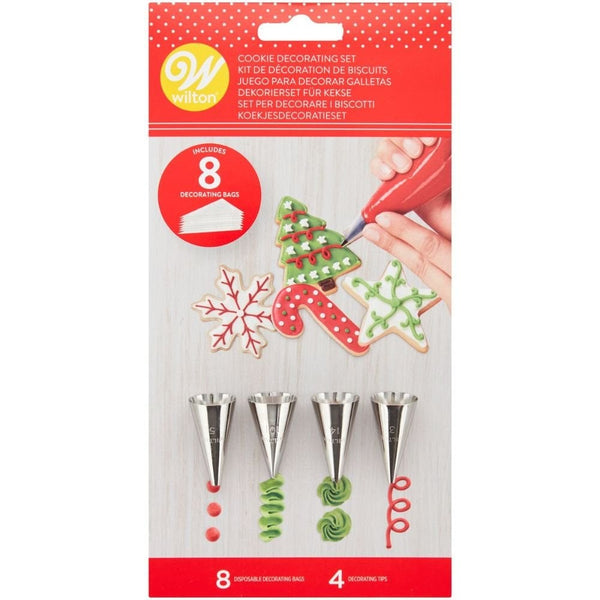Christmas Cookie Decorating Set (4 Nozzles & 8 Piping Bags) - Wilton