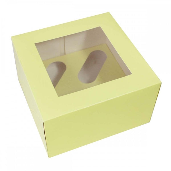 4" Deep Pastel Yellow Luxury Cupcake Box