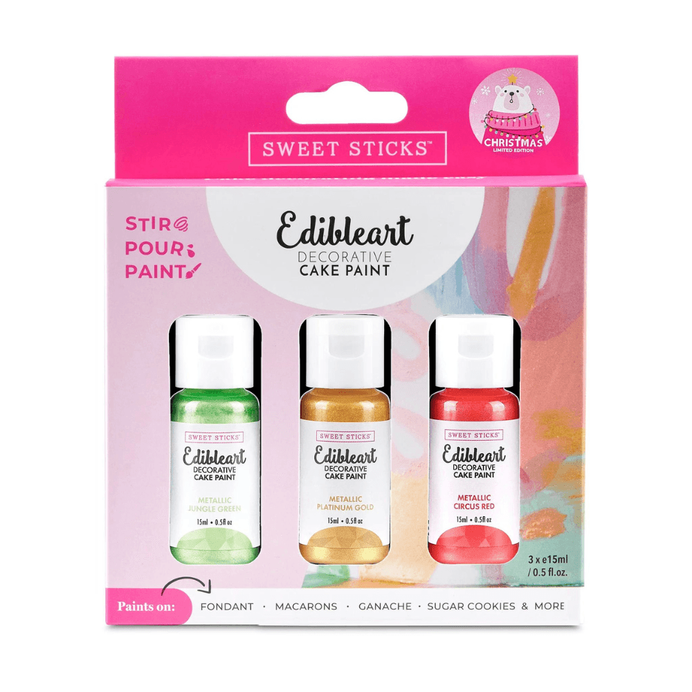 Christmas Metallic Edible Art Paint Set Of 3 x 15ml