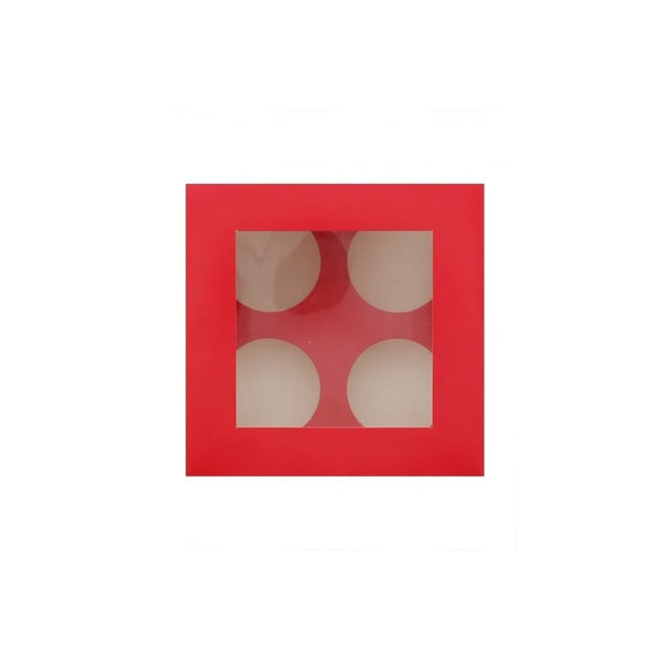 Holds 4 - Satin Red Luxury Cupcake Box