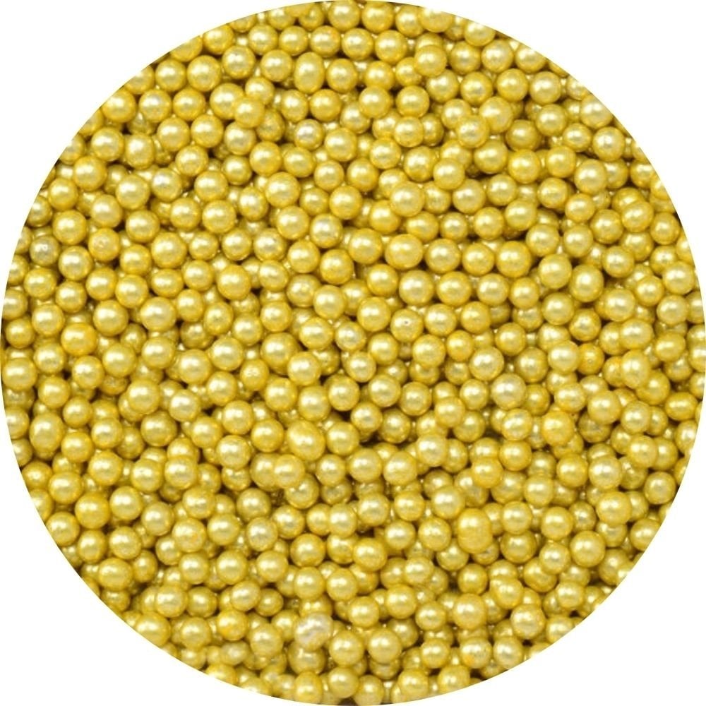 2mm Shimmer Light Gold Non-Pareil Sugar Pearls (V) 90g