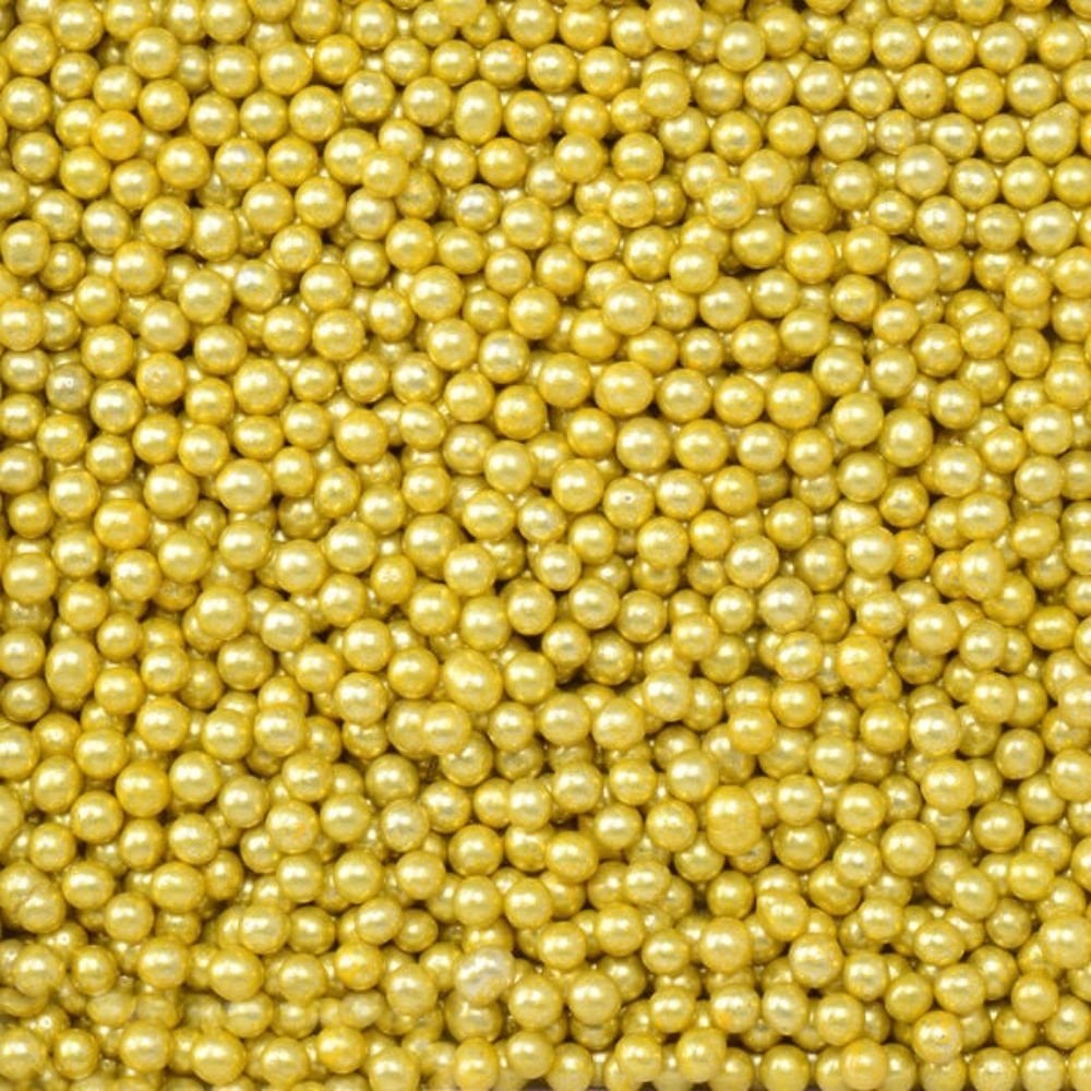 2mm Shimmer Light Gold Non-Pareil Sugar Pearls (V) 90g