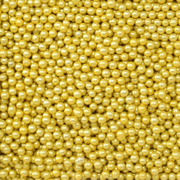 2mm Shimmer Light Gold Non-Pareil Sugar Pearls (V) 90g