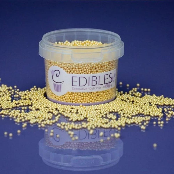 2mm Shimmer Light Gold Non-Pareil Sugar Pearls (V) 90g