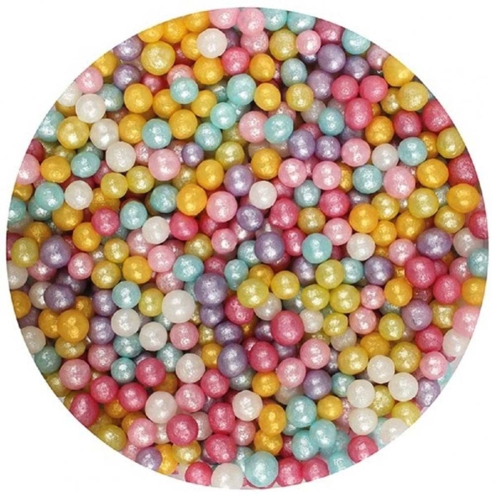 4mm Shimmer Multi-Colour Sugar Pearls 80g