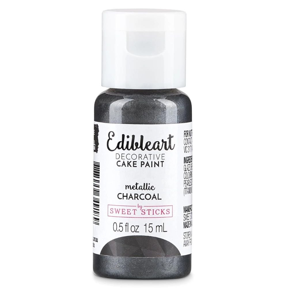 Metallic Edible Art Paint 15ml - Charcoal