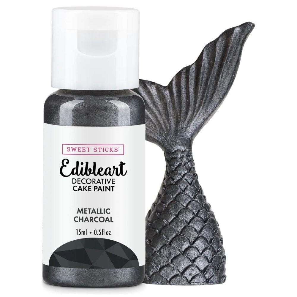 Metallic Edible Art Paint 15ml - Charcoal