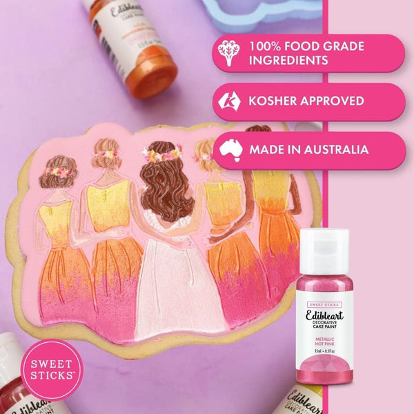 Metallic Edible Art Paint 15ml - Hot Pink