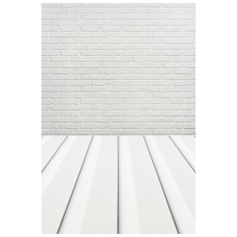 White Brick With Wooden Floor Photography Backdrop