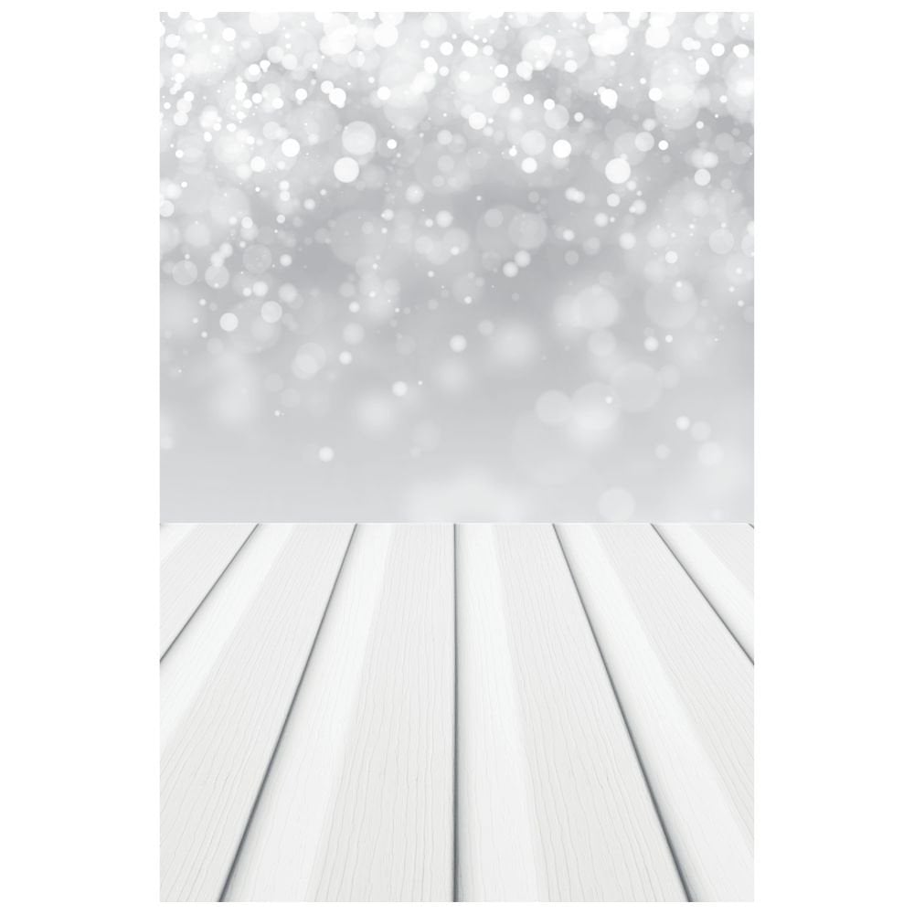Silver Bokeh With Wood Floor Photography Backdrop