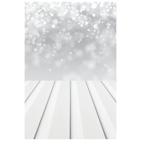 Silver Bokeh With Wood Floor Photography Backdrop