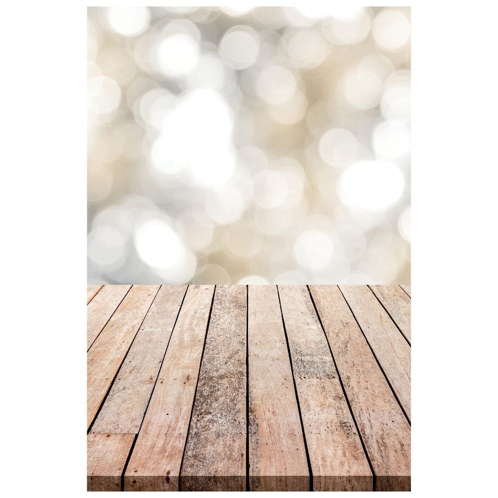 Sparkle Gold & Grey With Wood Floor Photography Backdrop