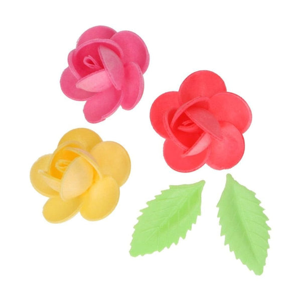 Edible Frangipani & Leaves Wafer Flowers Pack Of 15