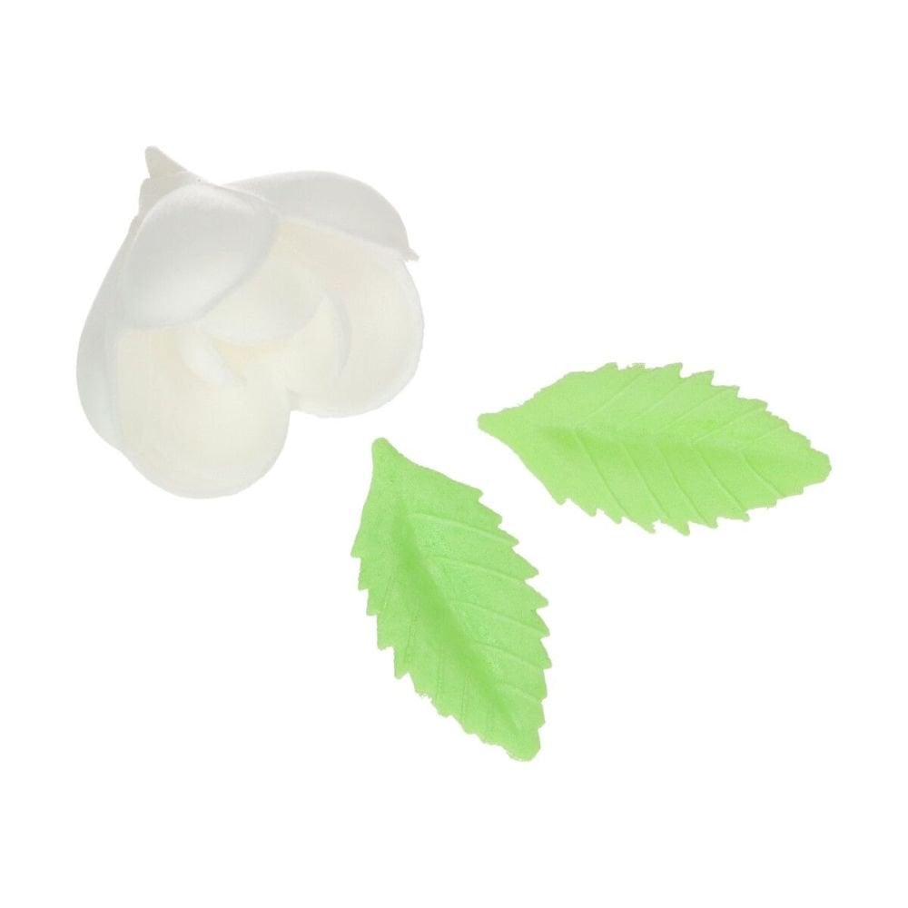 Edible Tulip & Leaves Wafer Flowers Pack Of 12