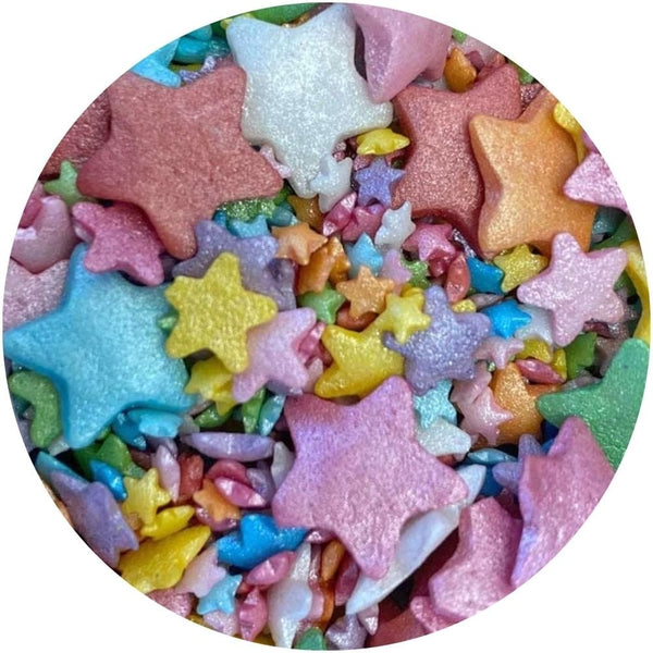 Multicoloured Shimmer Mixed Star Sprinkle Mix 60g