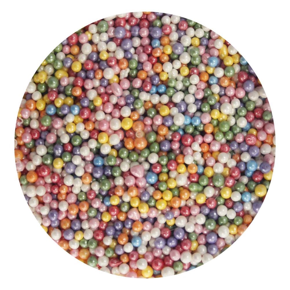2mm Rainbow Shimmer Non-Pareil Sugar Pearls (V) 90g