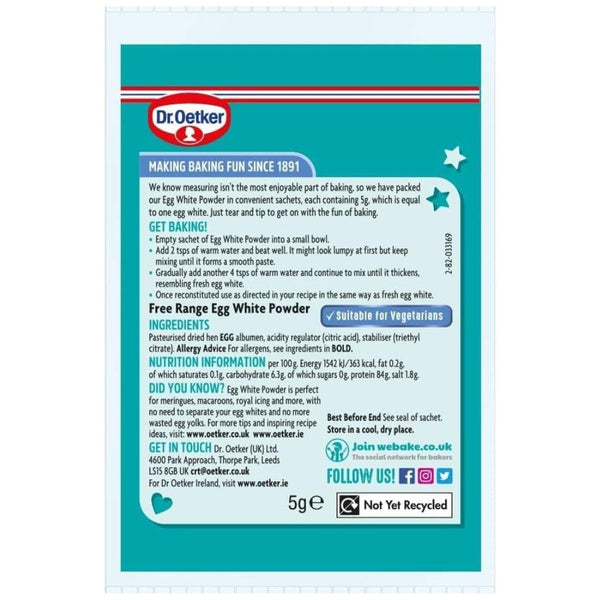 Free Range Egg White Powder Sachet 4 x 5g