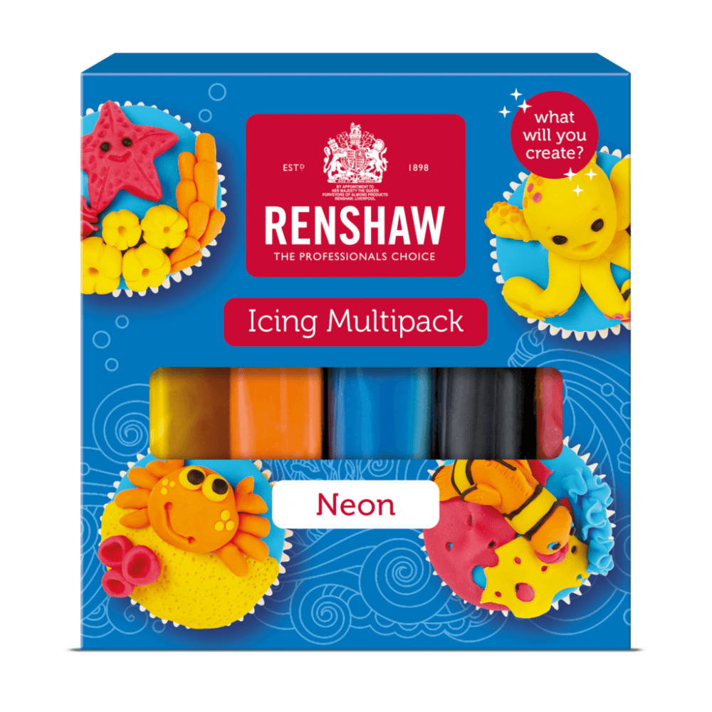 Neon Colour Multipack Of 5 x 100g Renshaw Ready To Roll Regal