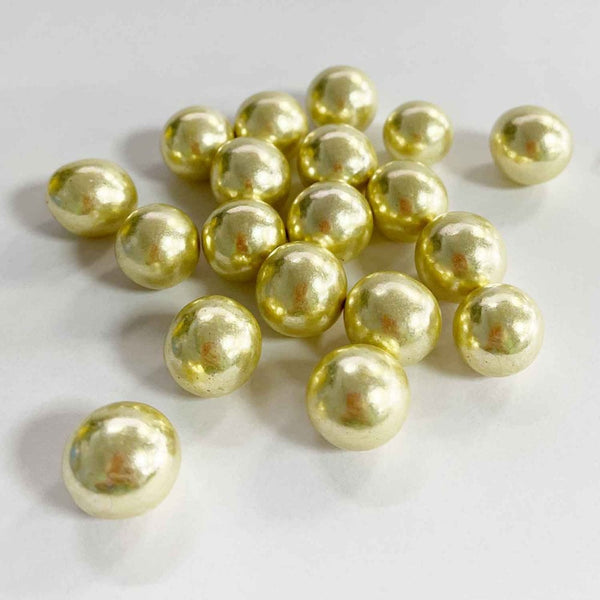 20mm Gold Metallic Shiny Chocolate Filled Sugar Pearls 60g