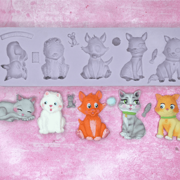 5 Cats By Alice Silicone Mould