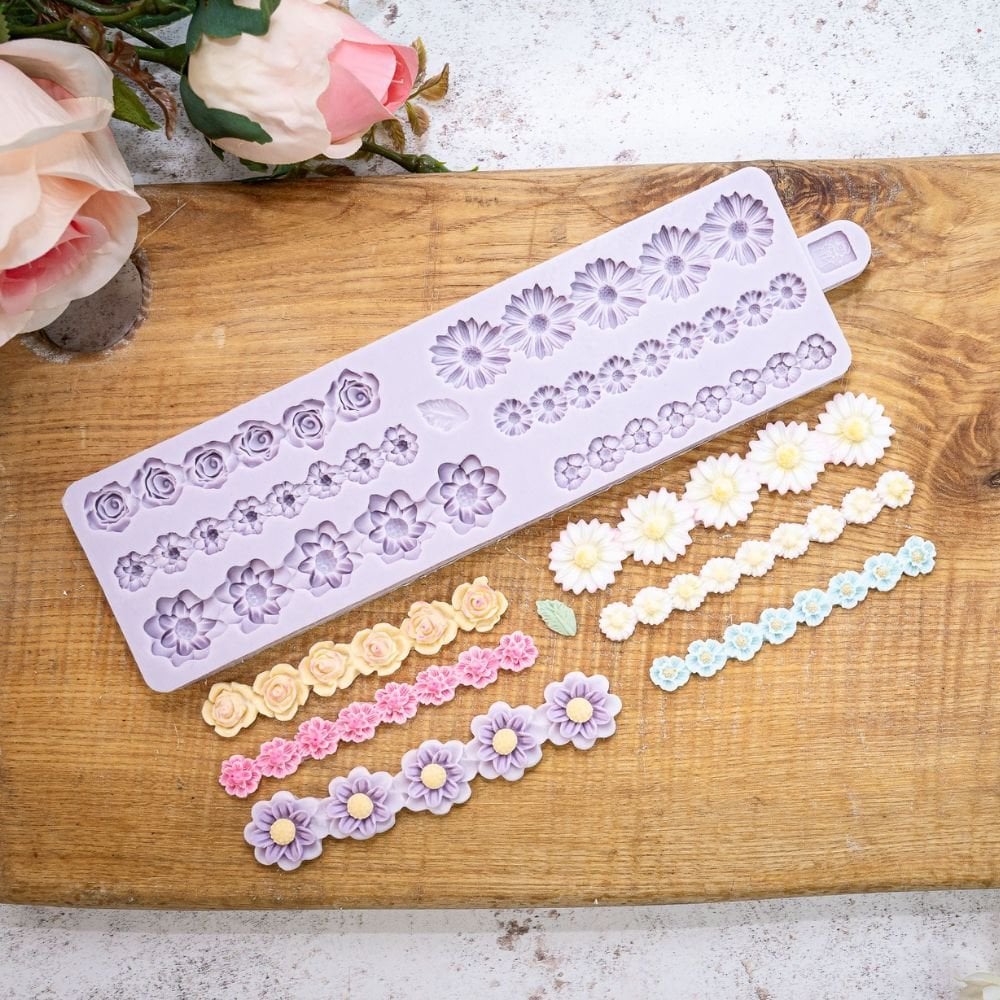 Miniature Flower Borders Silicone Mould