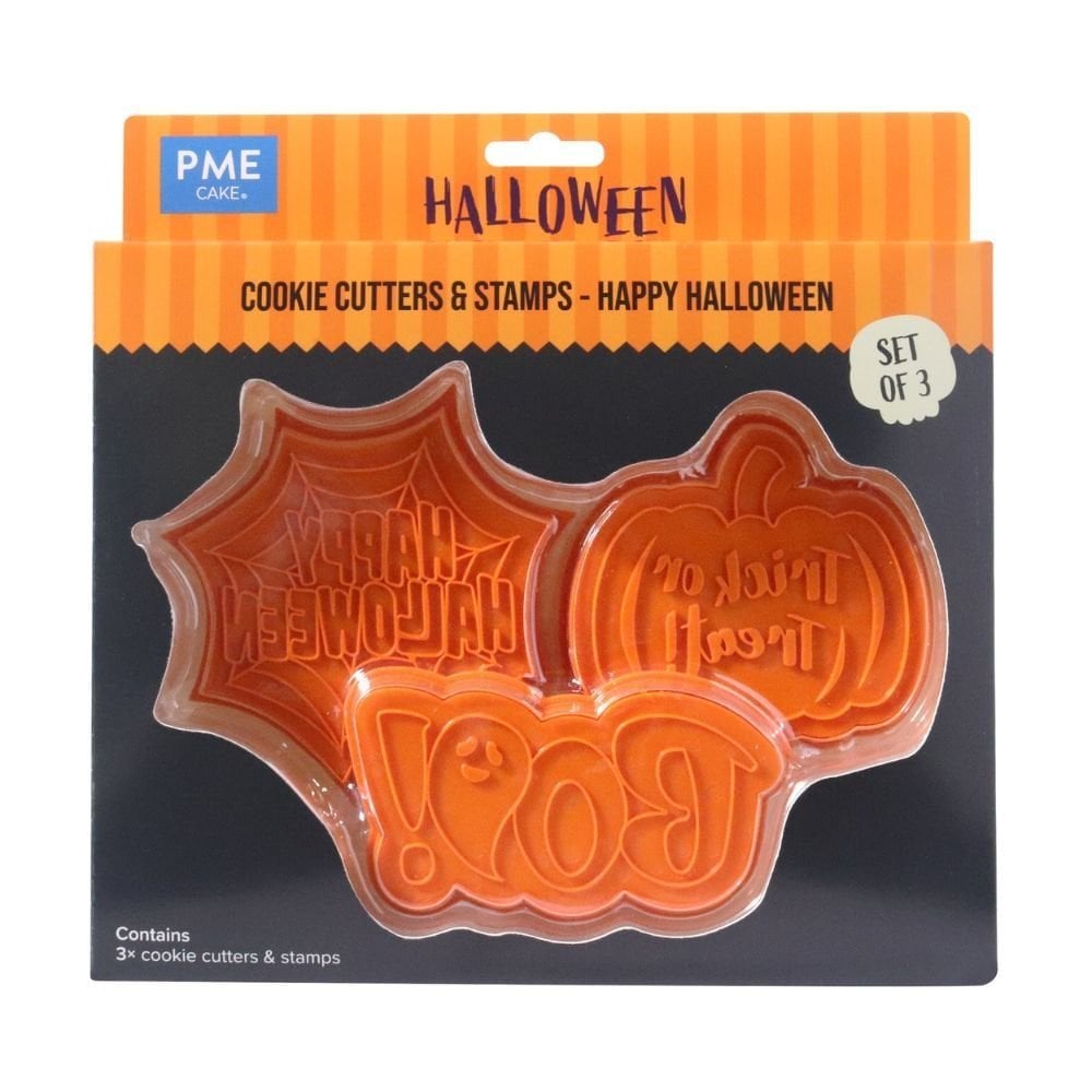 Happy Halloween Cookie Cutters & Stamps Set Of 3