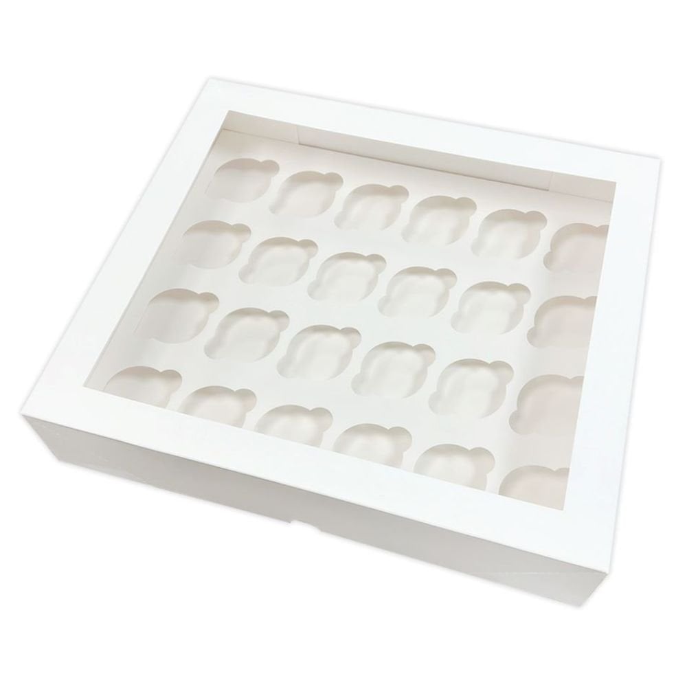 3.5" Deep Holds 24 White Window Cupcake Box