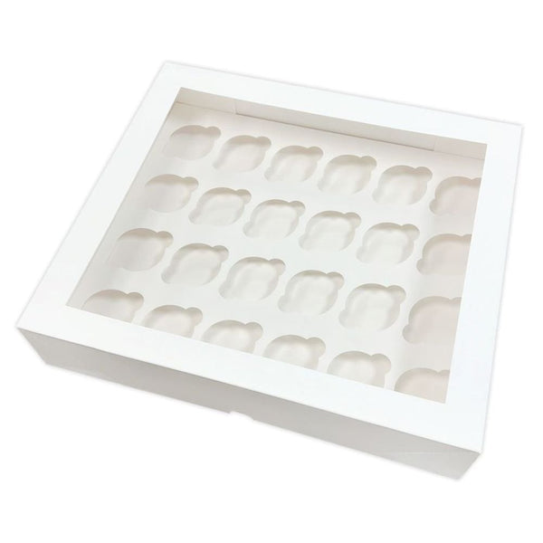 3.5" Deep Holds 24 White Window Cupcake Box
