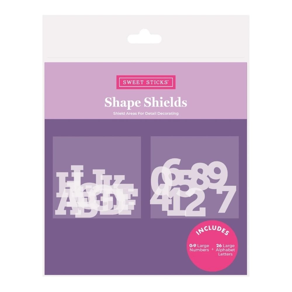 Alphabet & Numbers Shape Shield Stencil