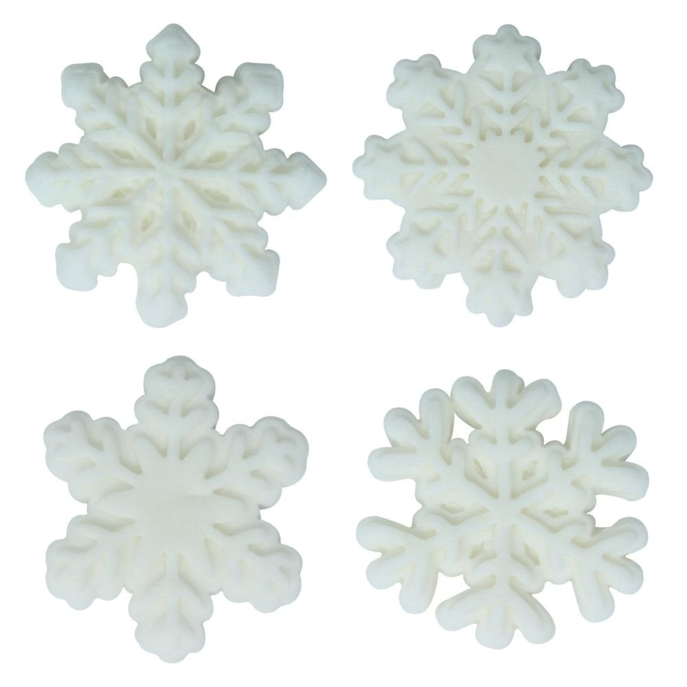 Let It Snow Christmas Snowflake Edible Sugar Toppers x 12