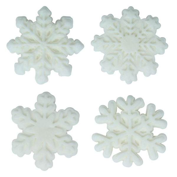 Let It Snow Christmas Snowflake Edible Sugar Toppers x 12