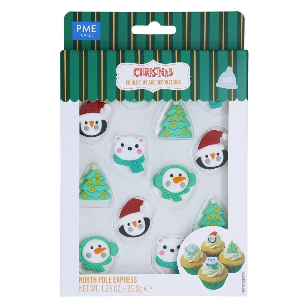 North Pole Express Christmas Edible Sugar Toppers x 12